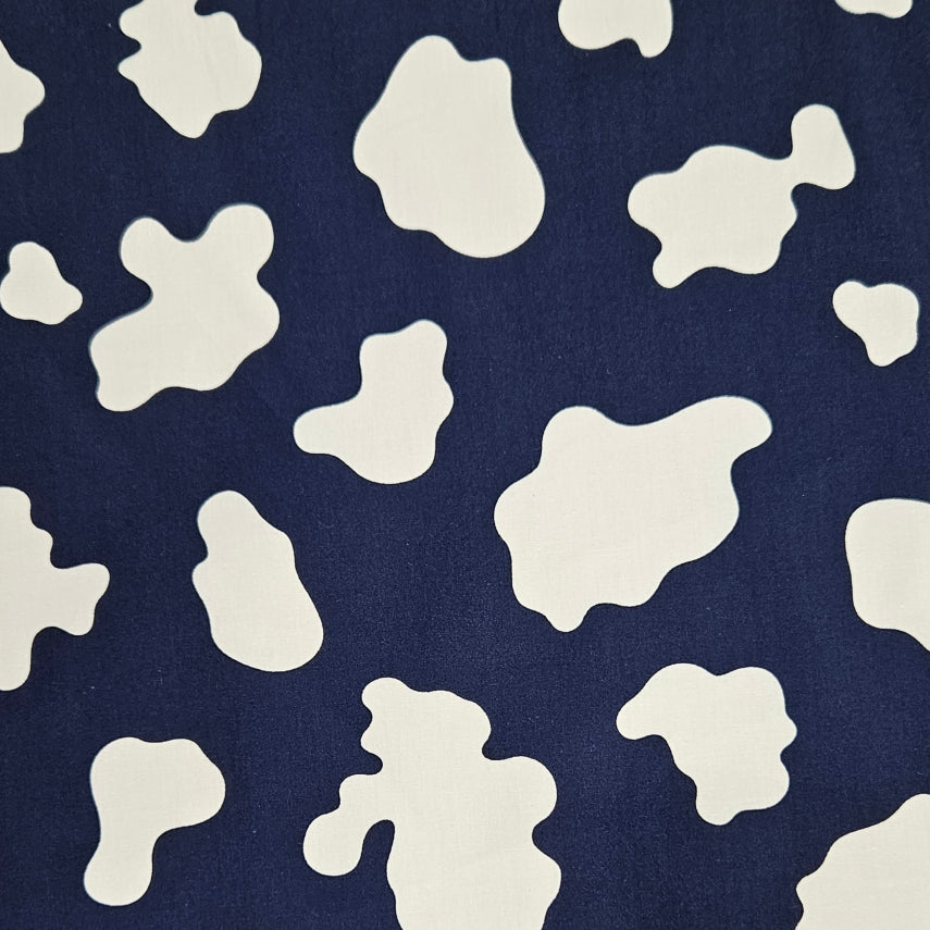 Cow Print - White on Navy