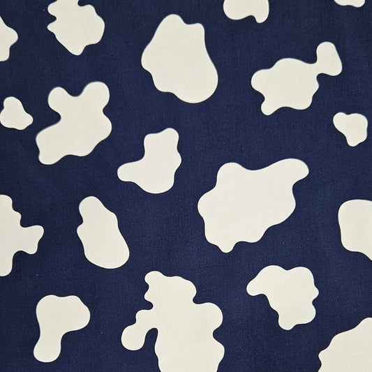 Cow Print - White on Navy