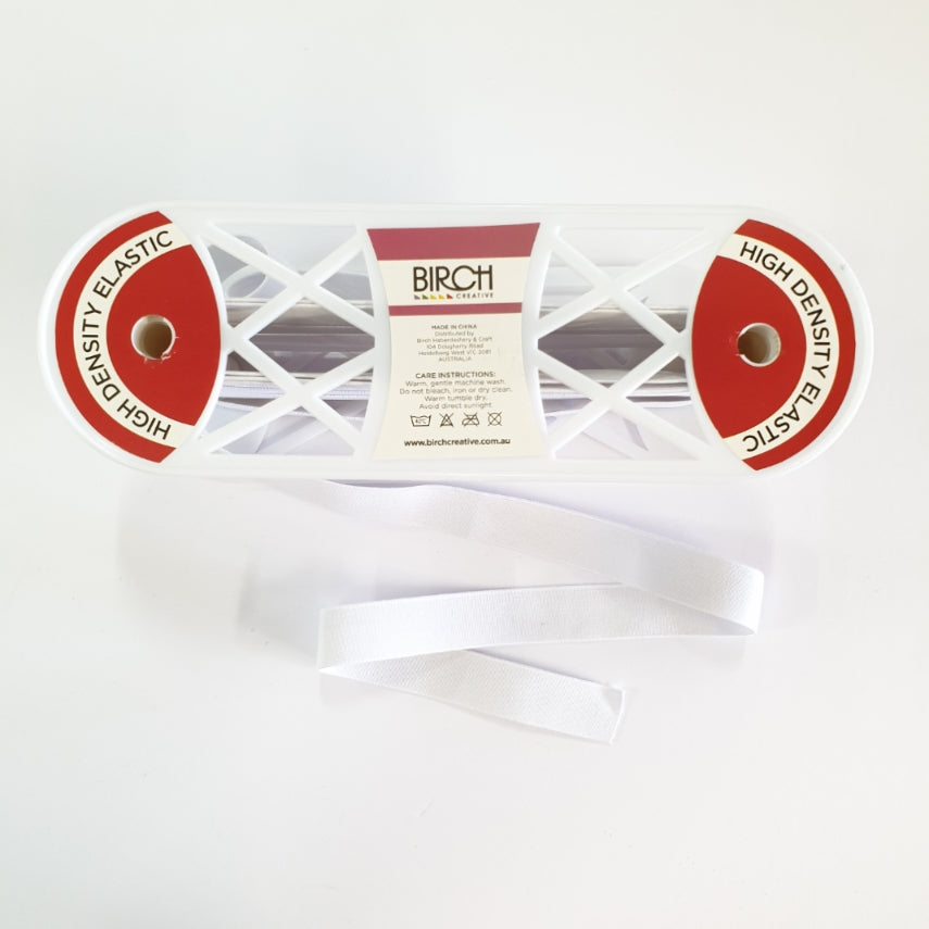 Elastic - High Density Non-Roll 25mm White