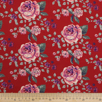 Large Roses on Maroon