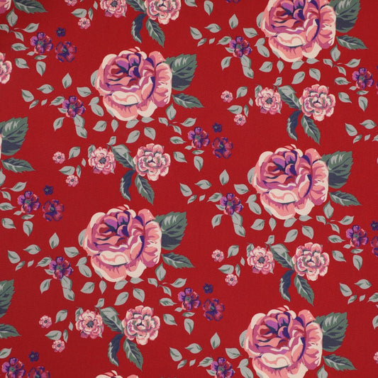 Large Roses on Maroon