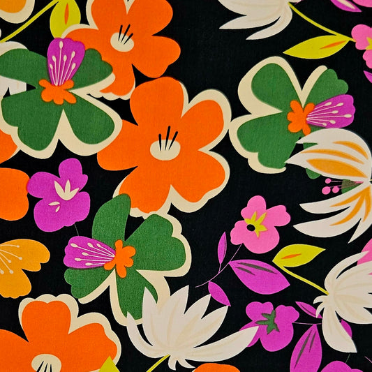 RAYON - Bold Florals on Black