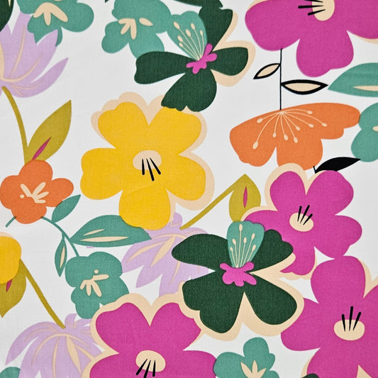 RAYON - Bold Florals on White