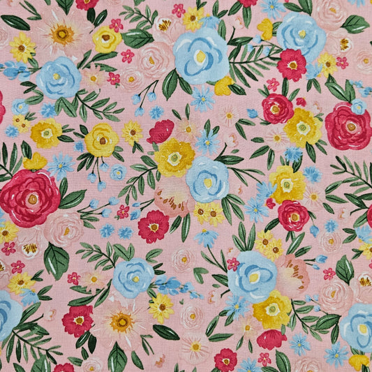 Flower Garden - Large Florals on Pink