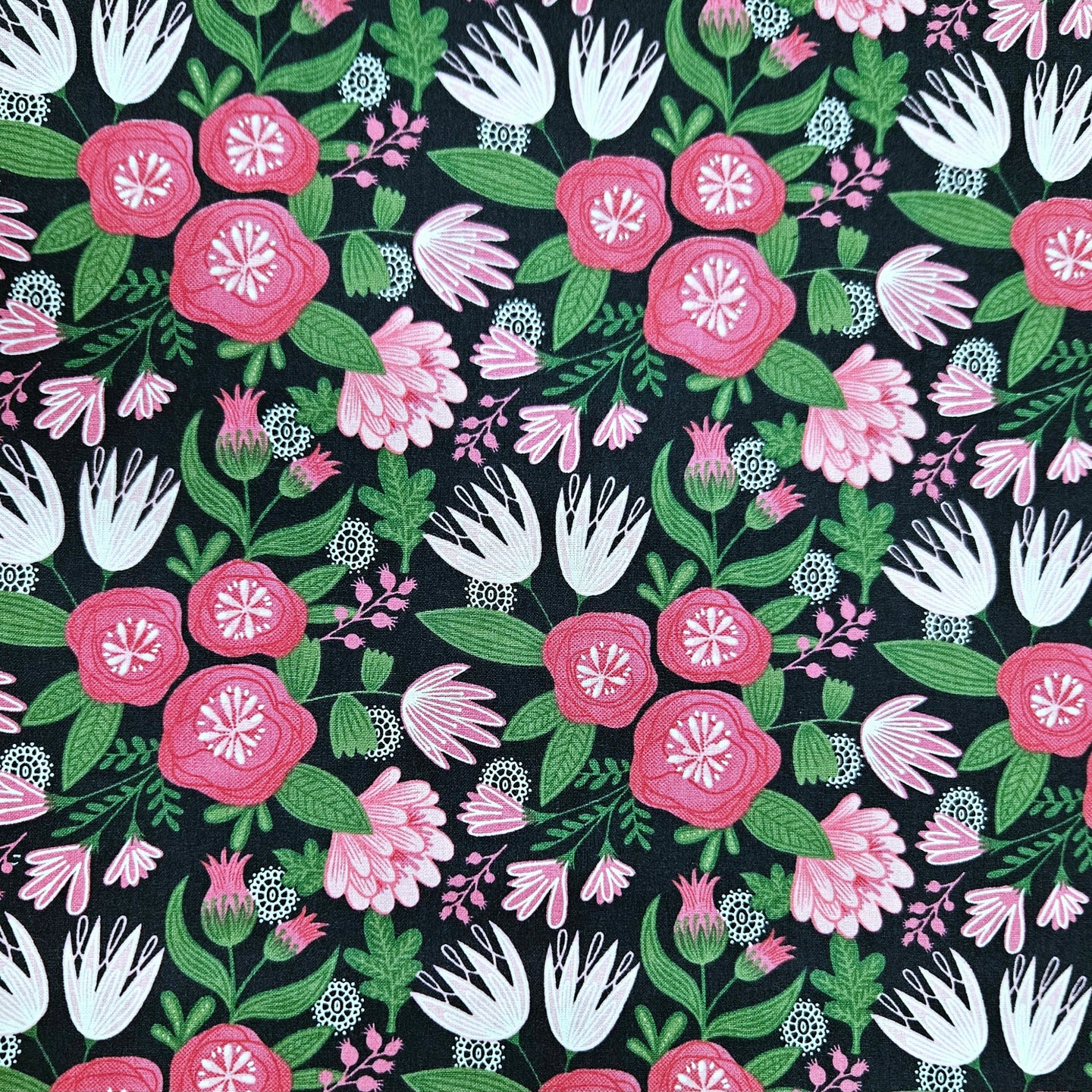 Floral pattern on a black background