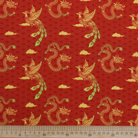 Chinese - Phoenixes and Dragons on Red