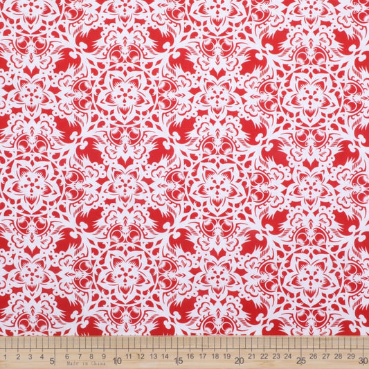 Flowers in Silhouette - Tiles Red