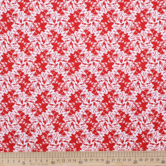 Flowers in Silhouette - Berry Design Red
