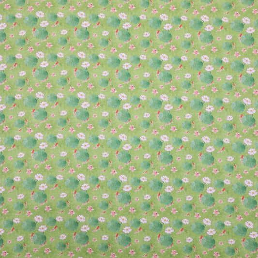 Lotus Pond Serenity - Koi and Lotus on Light Green