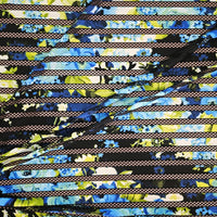 Knit Fabric - Mesh Stripe Blue Floral