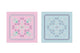 Two patterned bandanas, one pink and one blue, on a white background.