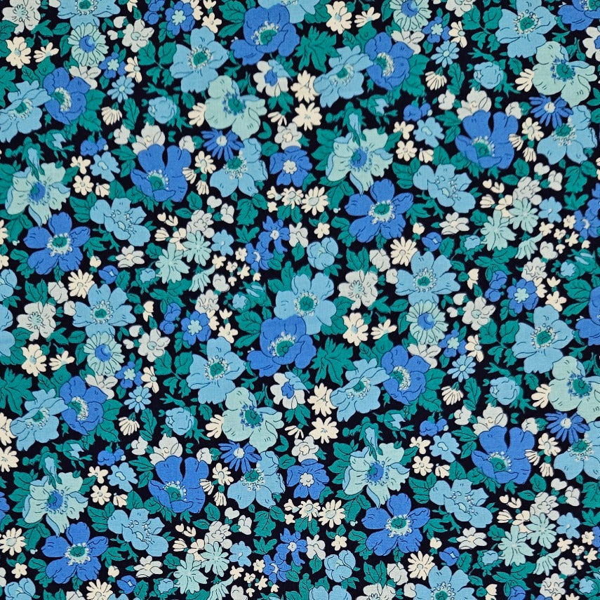 Liberty - Flower Show Midnight Garden Collection - Cosmos Flower B Blue
