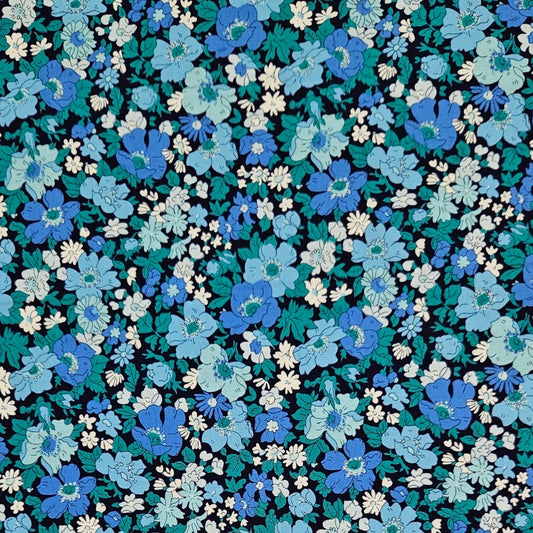 Liberty - Flower Show Midnight Garden Collection - Cosmos Flower B Blue