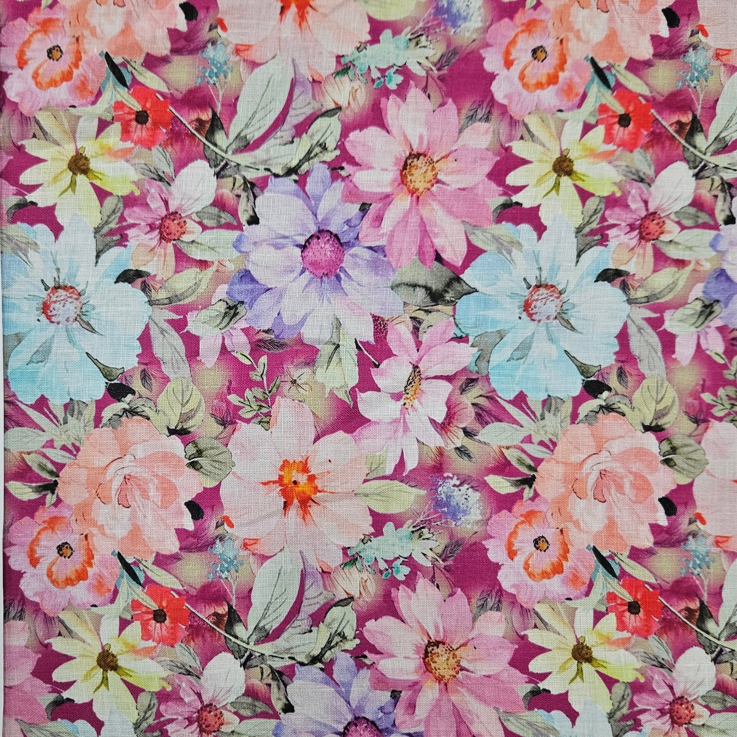 Linen - Pink Watercolour Florals