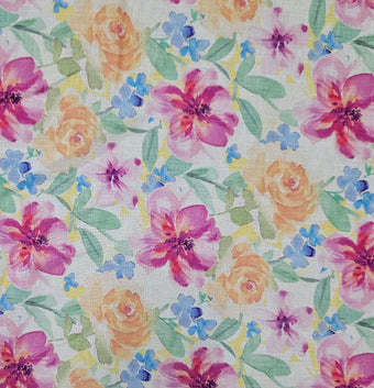 compare product Linen - Watercolour Flower Garden