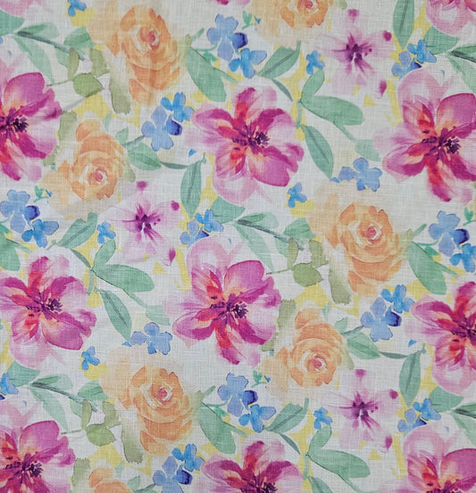 Linen - Watercolour Flower Garden