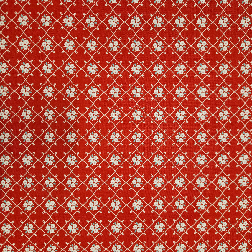 Market Day - Floral Diamond on Red