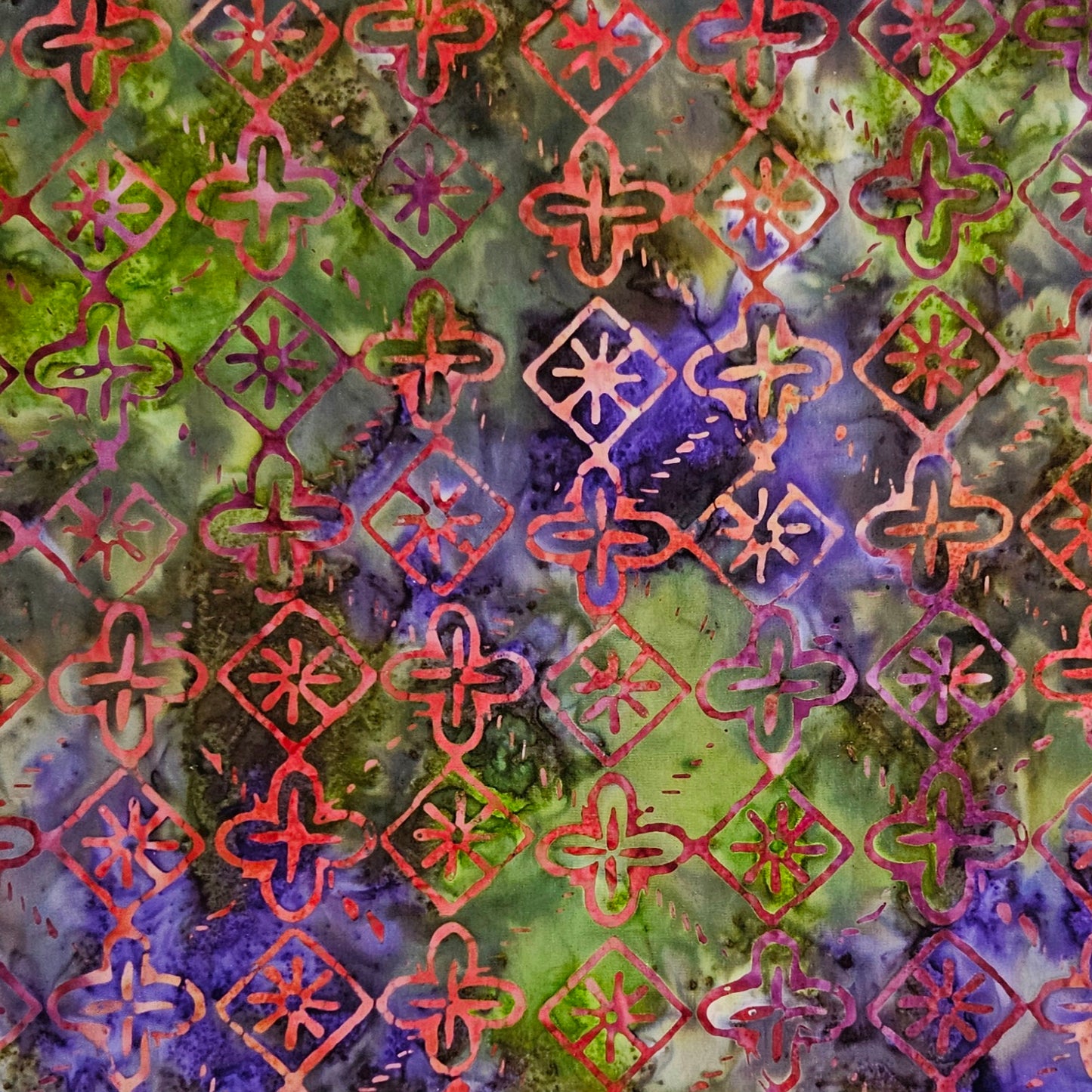 Batik - 39-8 Tiles Red on Multi