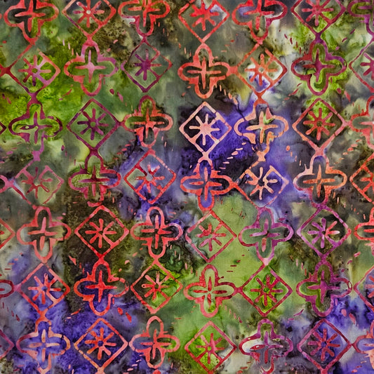 Batik - 39-8 Tiles Red on Multi