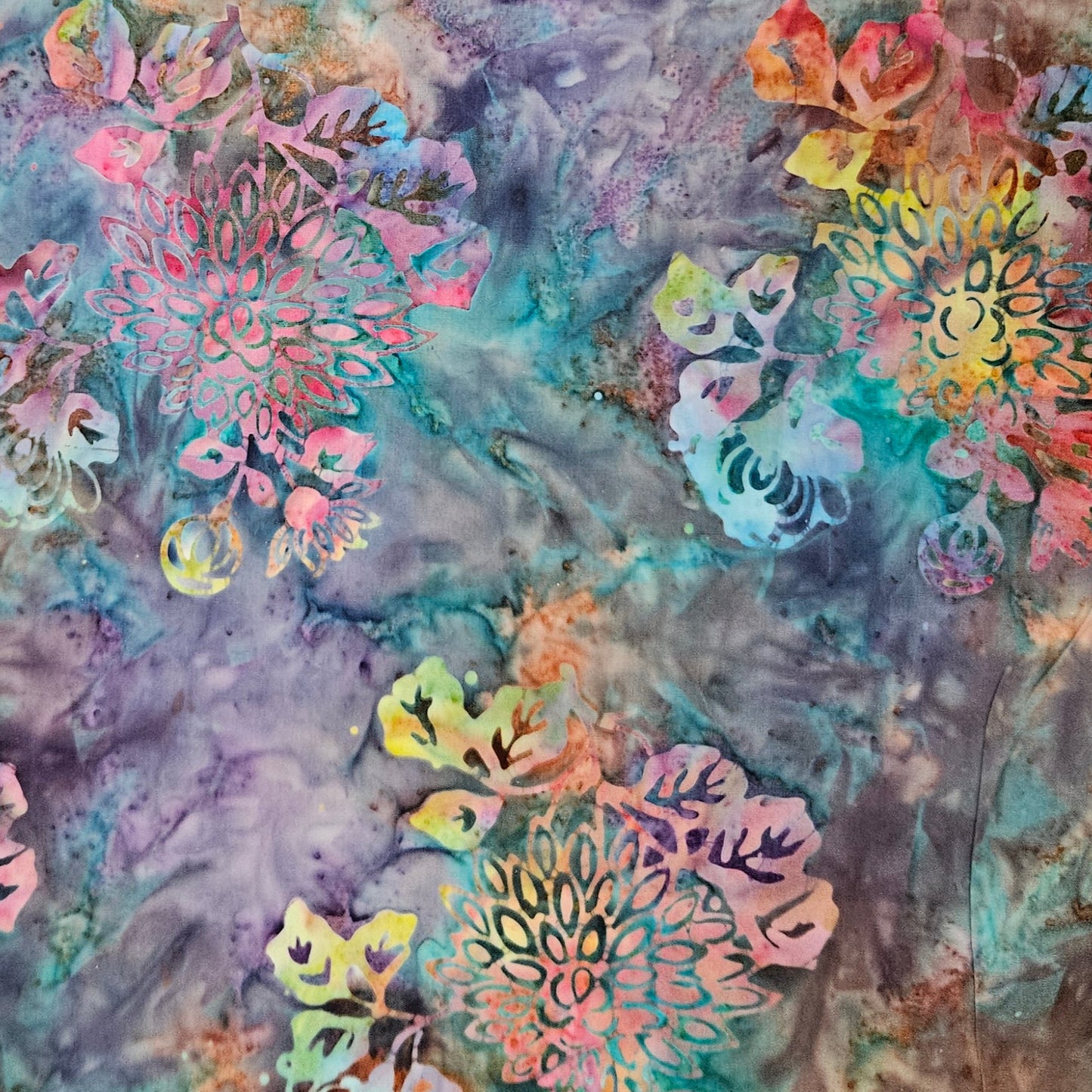 Batik - Dahlias on Purple