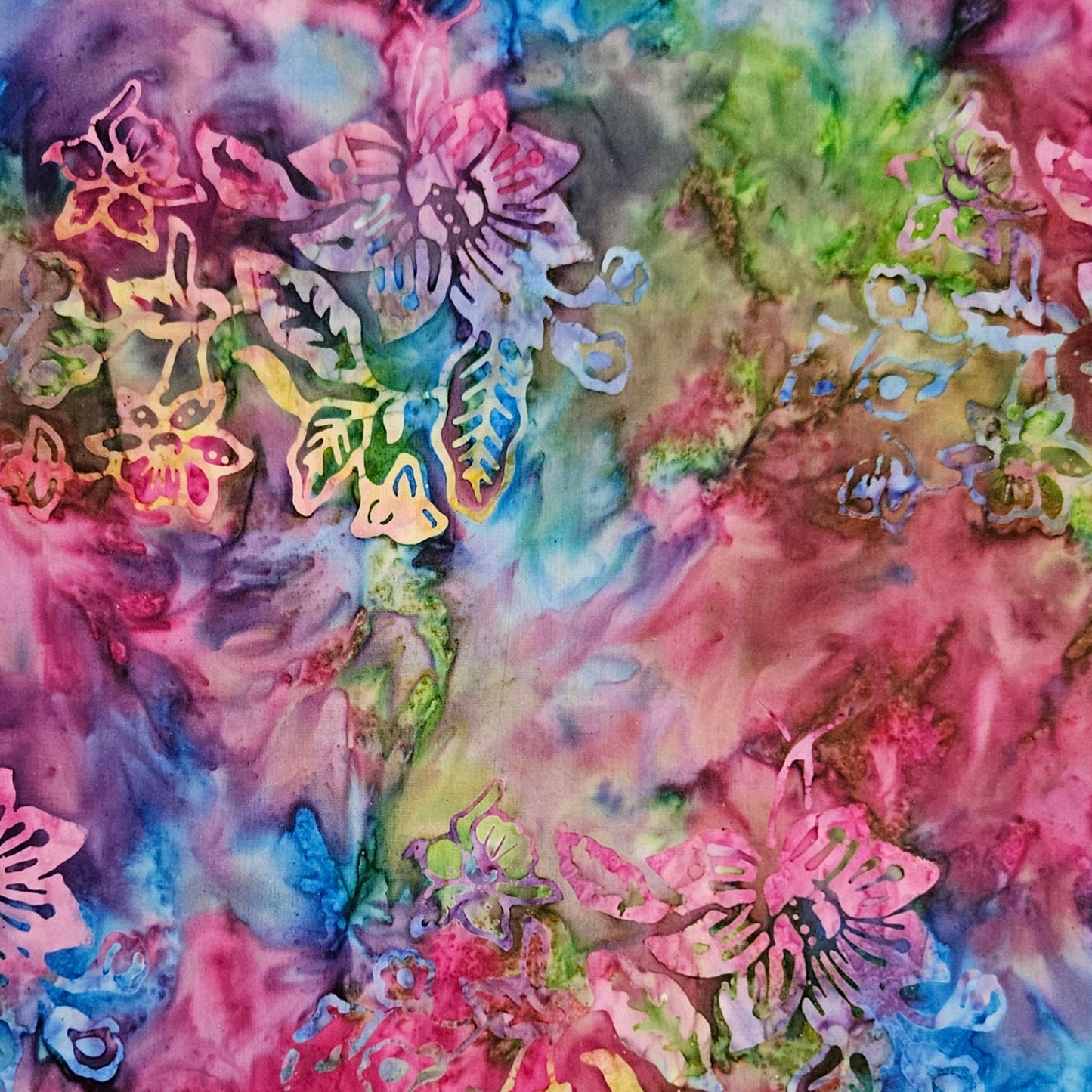 Batik - Dahlias on Red