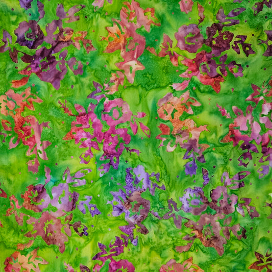 Batik - 45-8 Dahlias on Green