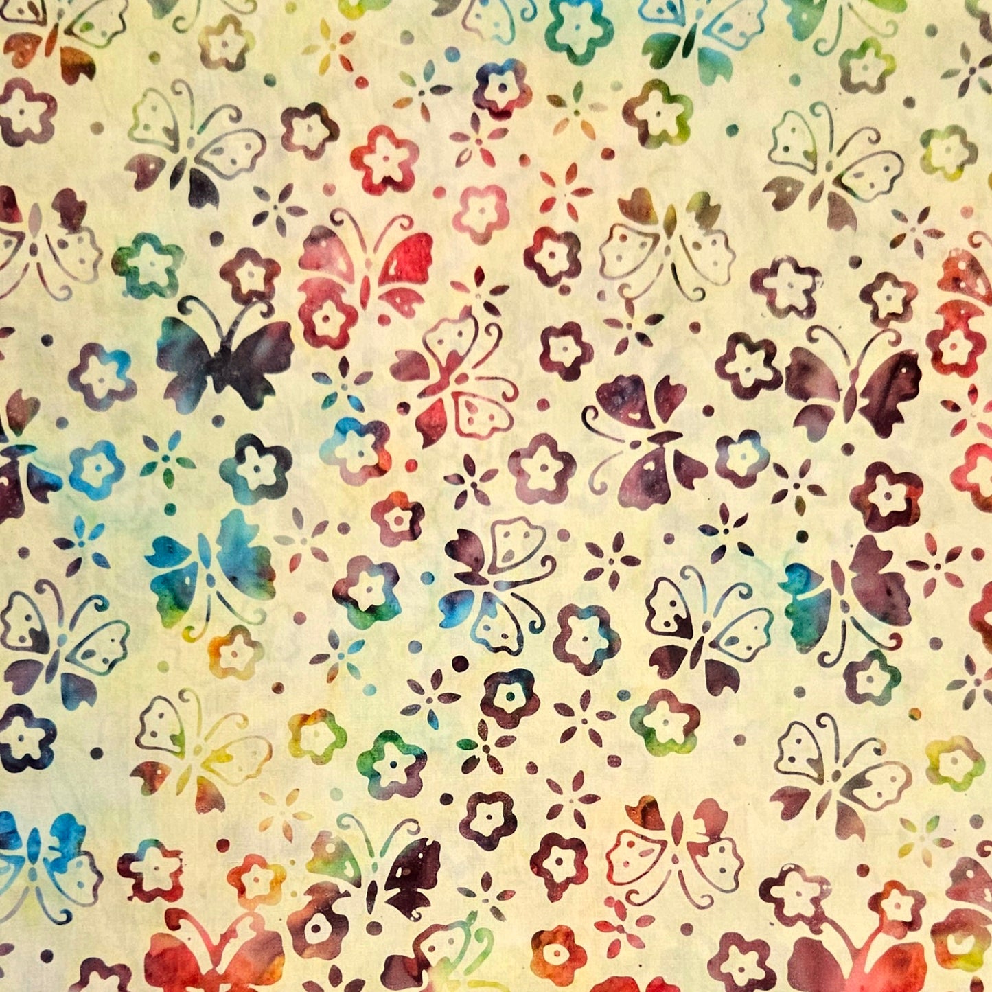 Batik – 106-4 Colourful Butterflies on Beige