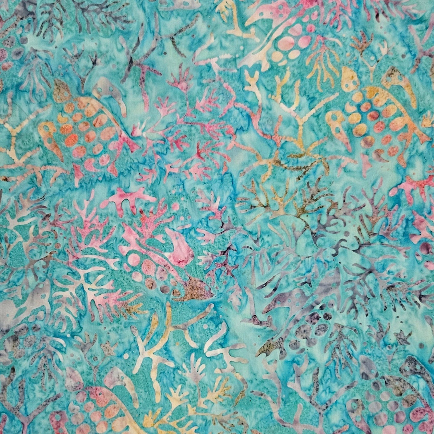 Batik - Turtles and Coral on Light Blue