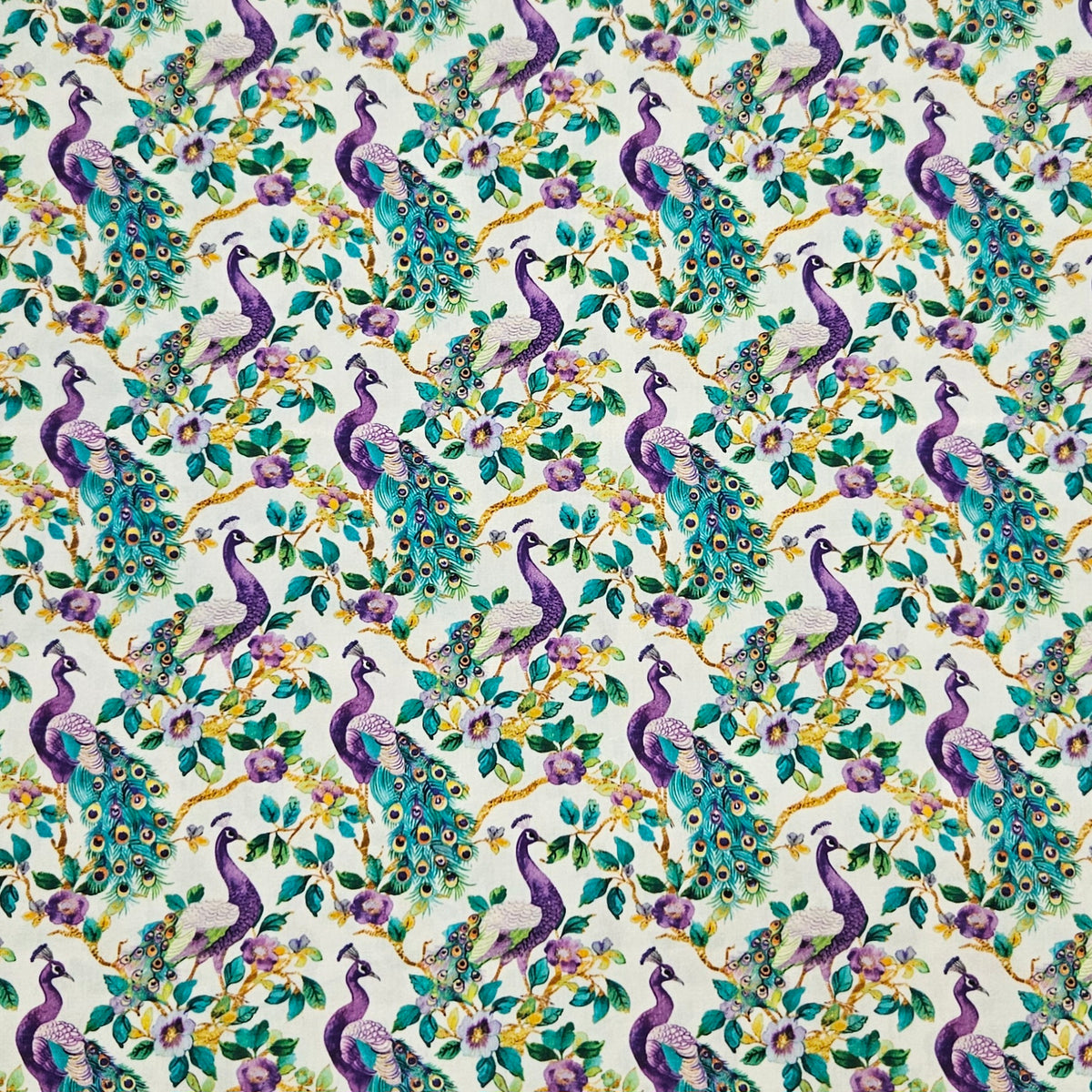 Peacocks - Purple on White 7821