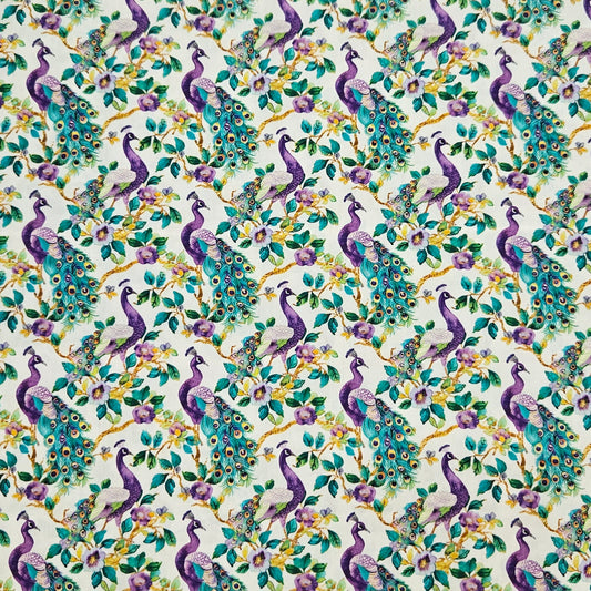 Peacocks - Purple on White 7821