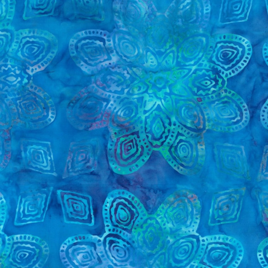 Batik Quilt Backing - 2181 Large Mandalas Blue