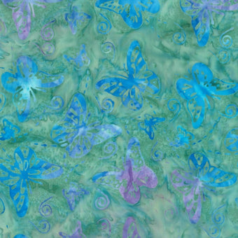compare product Batik Quilt Backing - 2187 Butterflies Blue on Grey
