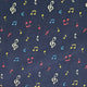 Pattern of musical notes on a dark blue background