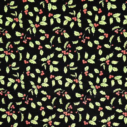 Christmas - Holly on Black
