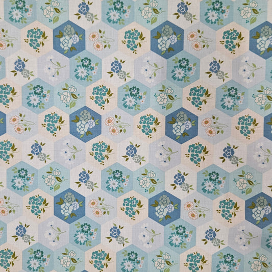 Rosy Cheeks - Hexagon Florals Blue