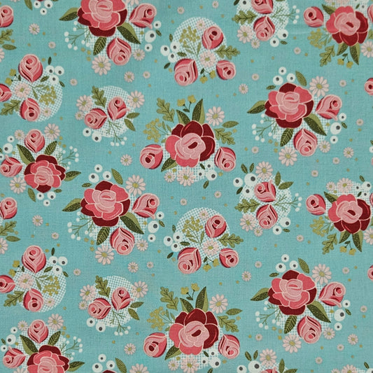 Swan Serenade - Florals on Blue