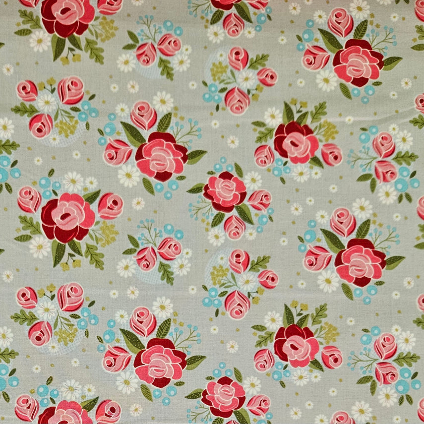 Swan Serenade - Florals on Grey