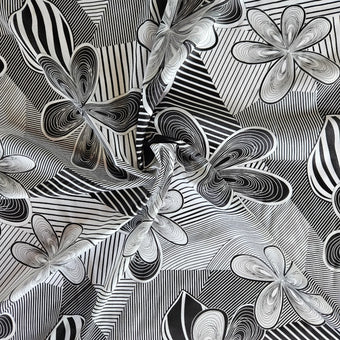 compare product SWISS COTTON VOILE - Monochrome Striped Floral
