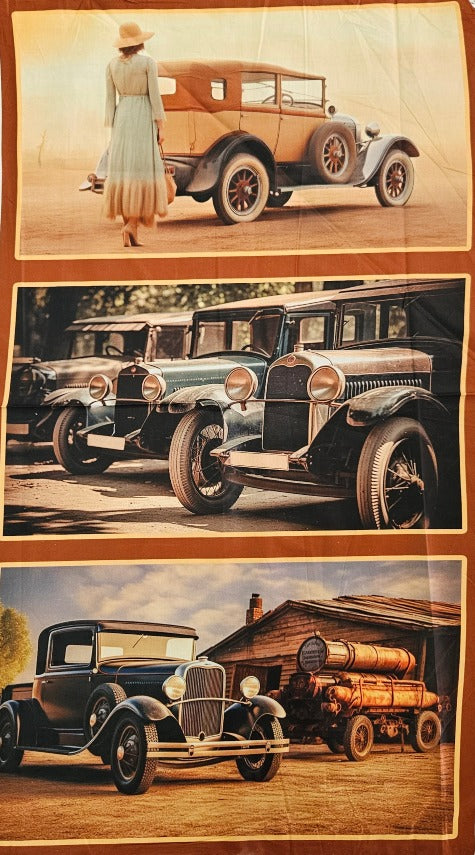 Craft Panel - Timeless Travels - 3 Scene Vintage Cars