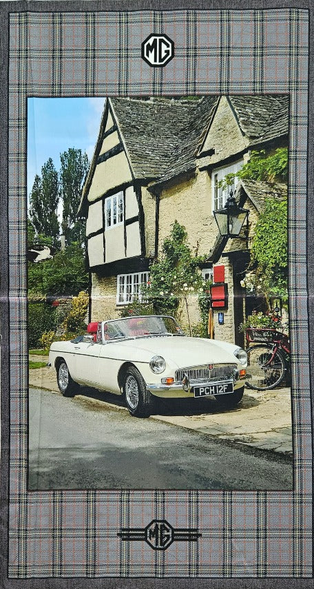 Craft Panel - MG Vintage White Car Tartan