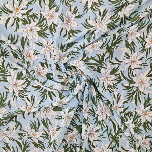 RAYON - White Orchid on Blue