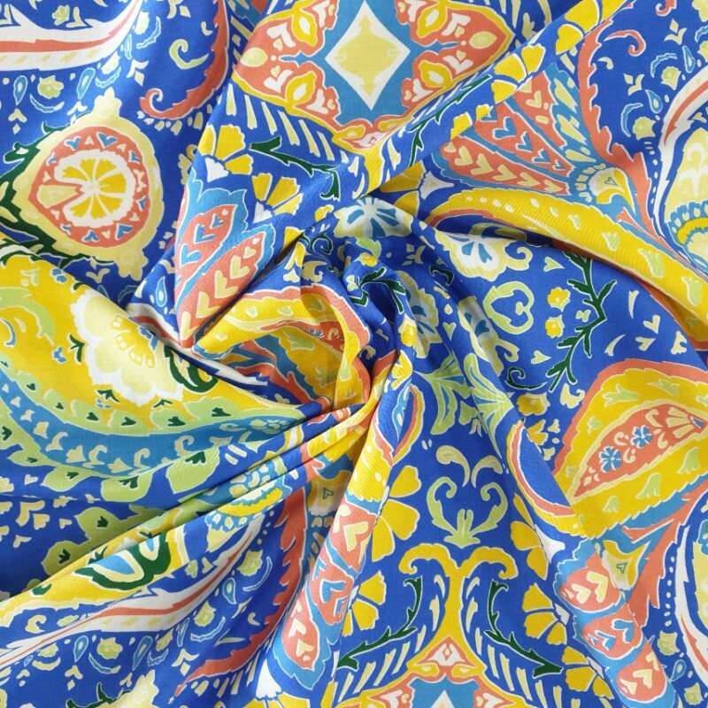 RAYON Paisley on Blue East Coast Fabrics