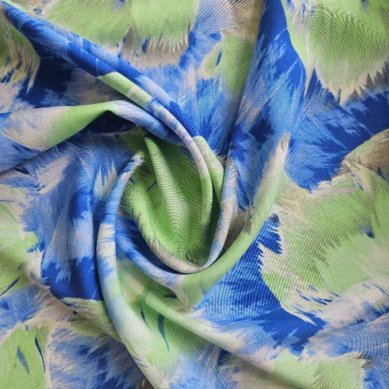 RAYON Feather Brushstrokes Blue East Coast Fabrics