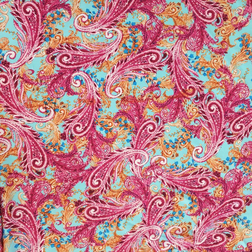 RAYON Peacock Paisley Pink East Coast Fabrics