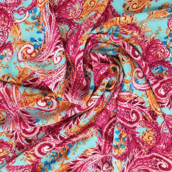 RAYON Peacock Paisley Pink East Coast Fabrics