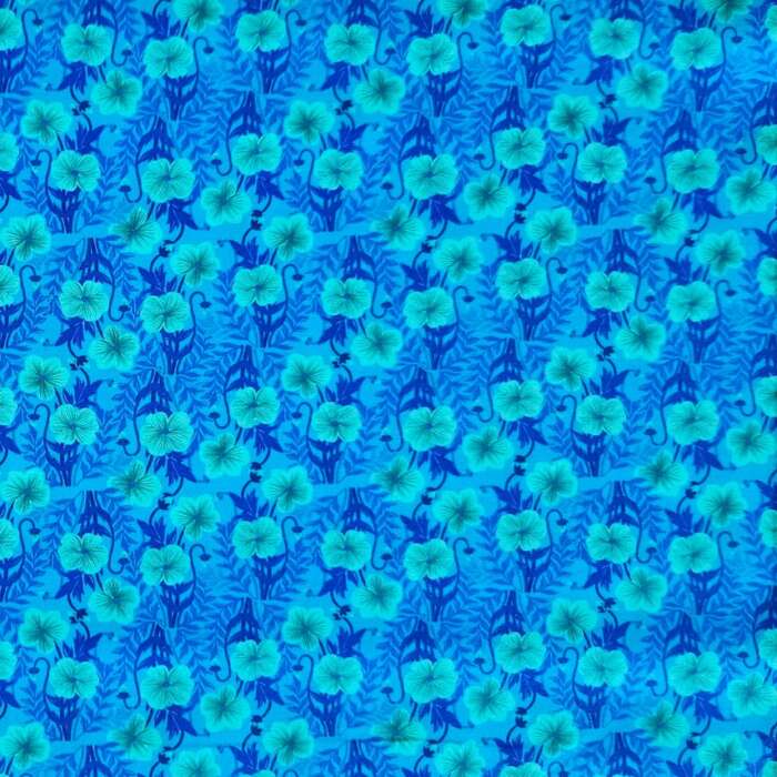 Tropical Florals Teal on Blue