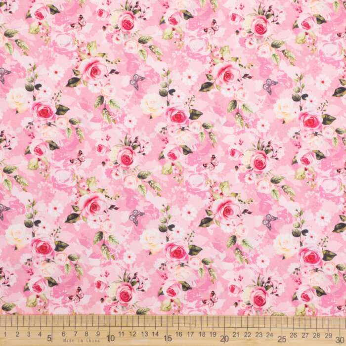 Roses - Flowers and Butterflies on Light Pink - Image 2