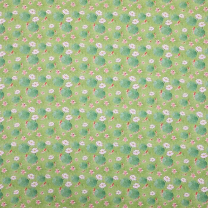 Lotus Pond Serenity - Koi and Lotus on Light Green