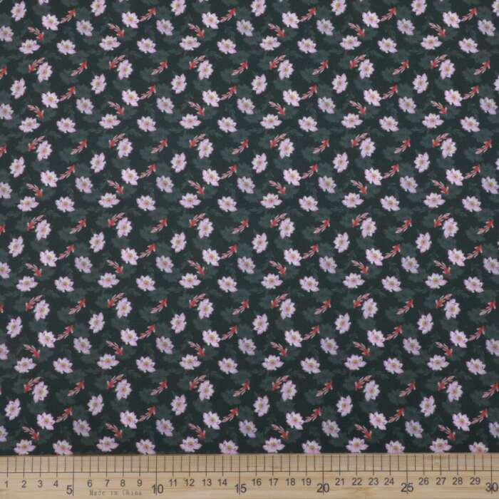 Lotus Pond Serenity - Koi and Lotus on Dark Green - Image 2