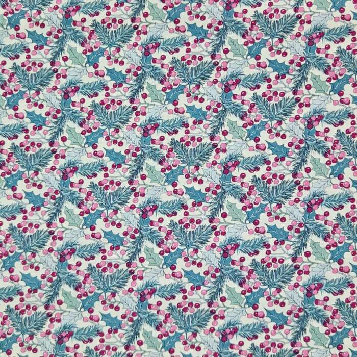 Liberty - A Woodland Christmas - Winterberry Holly B Aqua